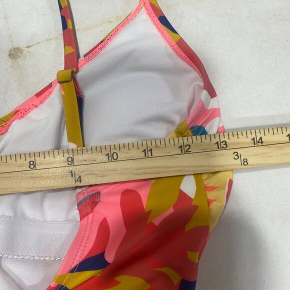 Womens Tropical Floral One-Piece Swimsuit With Adjustable Straps & Waist Tie Nyl - Picture 11 of 14